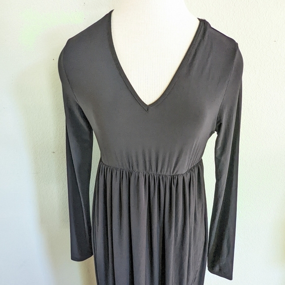 Club L Maternity Slinky Plunge V Neck Maxi Dress with M Slit Sz 12 in Black NWT - Picture 7 of 12